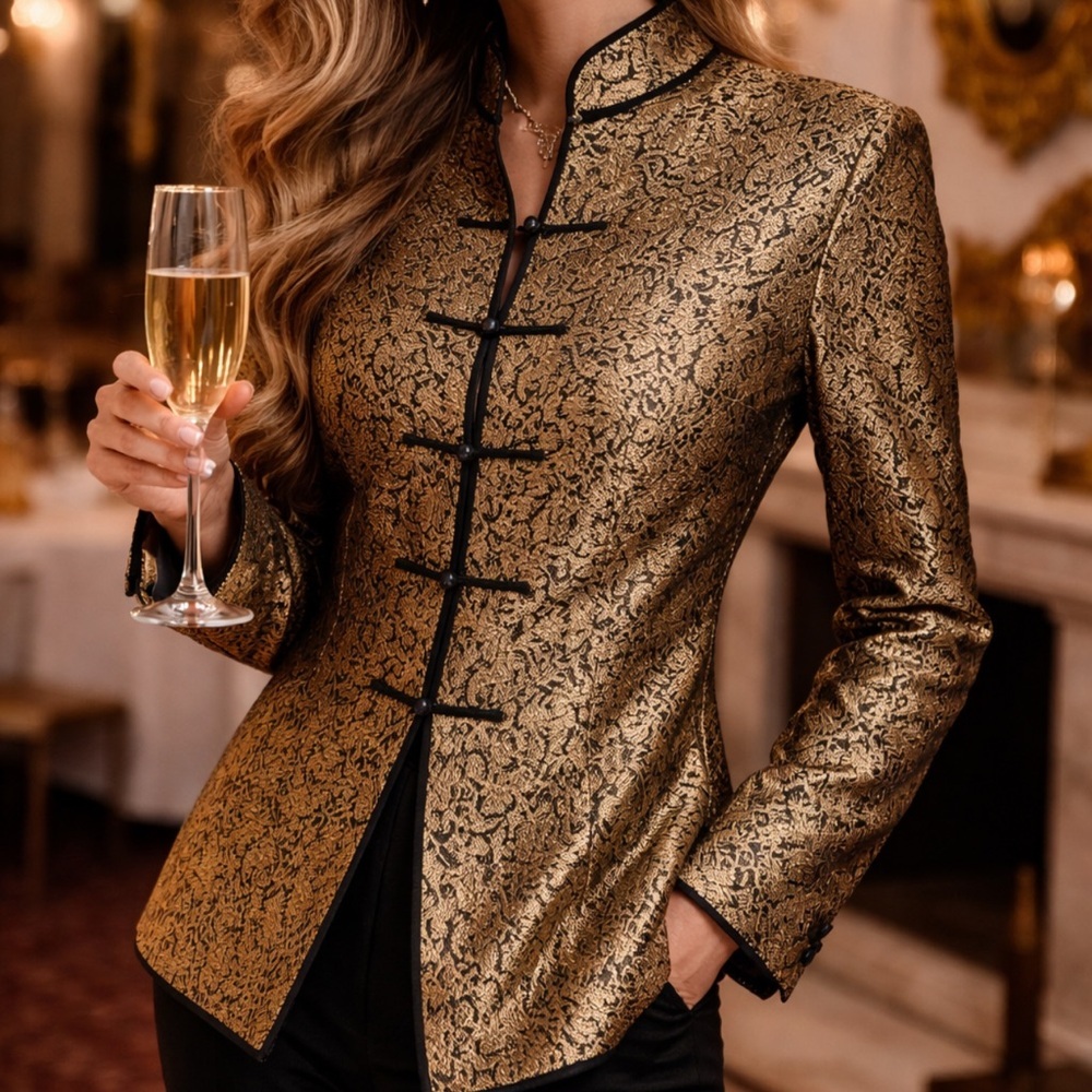 Vintage Oriental Black & Gold Jacket